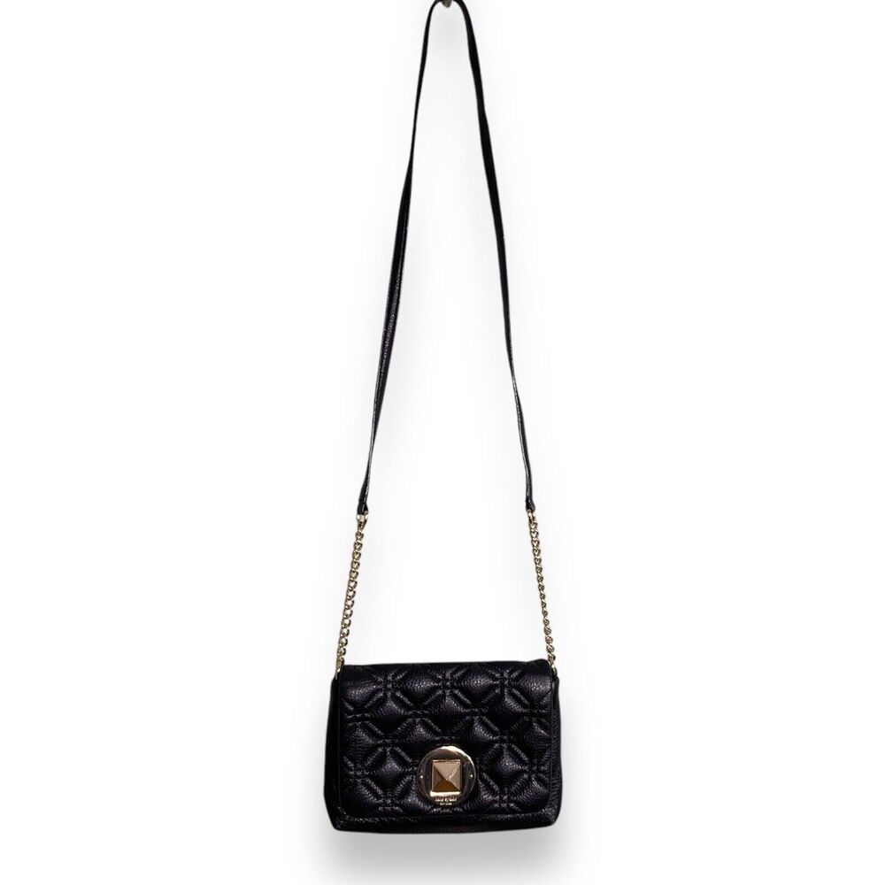 Kate Spade Quilted Leather Crossbody Purse Bag Chain Strap Black Small Shoulder - Picture 11 of 16